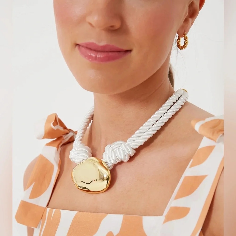 SOLD Tuckernuck Jewelry Collection | White and Gold Leila Necklace | New - Picture 2 of 7